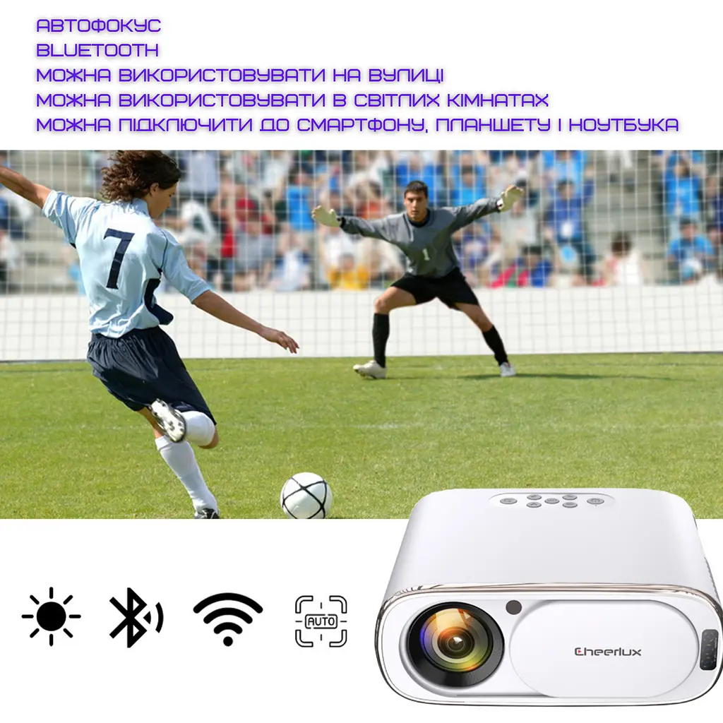 Портативний wifi міні led проектор android 9.0 full hd 1920*1080 p 4000 lumen з динаміком Cheerlux teh0032252 - фото 9