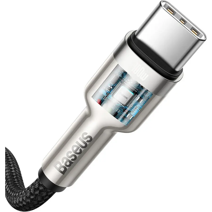 Кабель Baseus Cafule Metal USB-C to USB-C 100W 2m Black (CATJK-D01) [71408] - фото 3