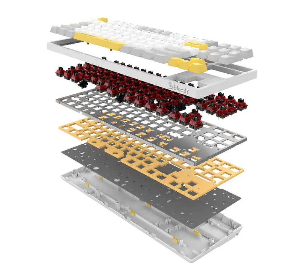 Клавиатура игровая механическая A4Tech S-87 Bloody White, BLMS Red Plus Switch, Eng/Rus/Укр - фото 8