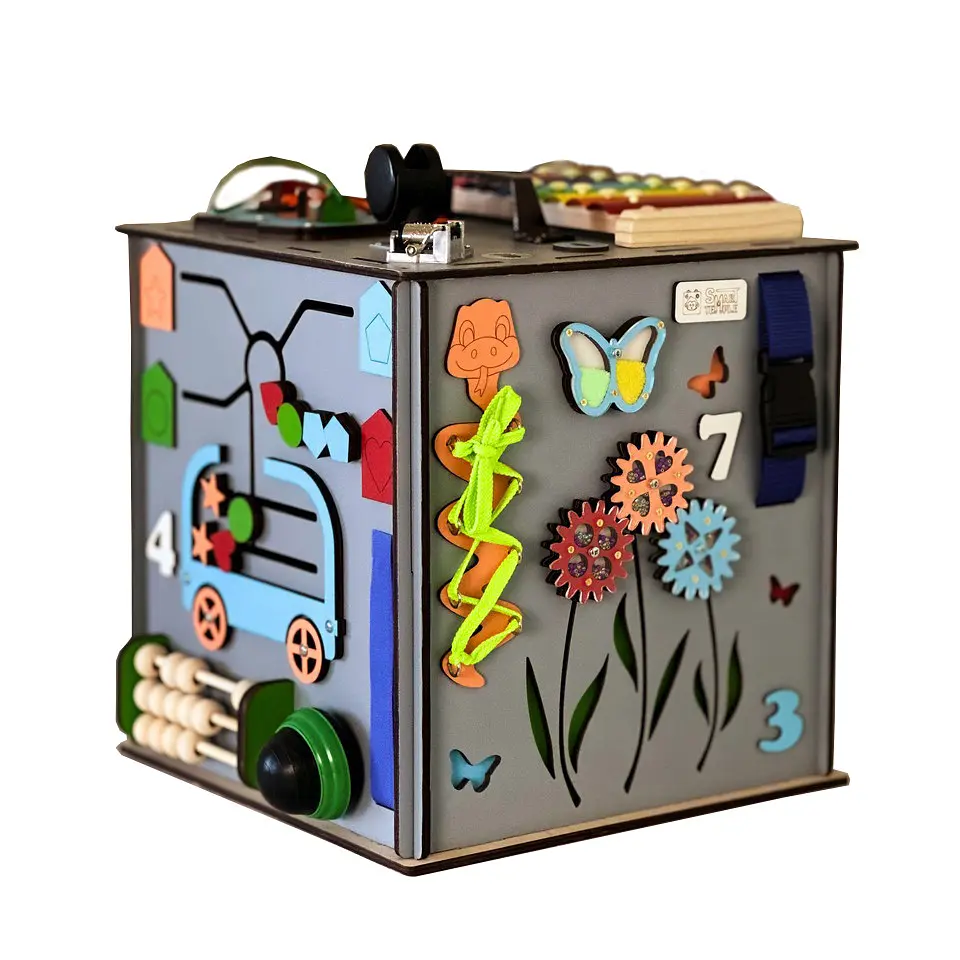 Развивающая игрушка Бизикуб TG3461117500, 30х30х30 см Серый - фото 2