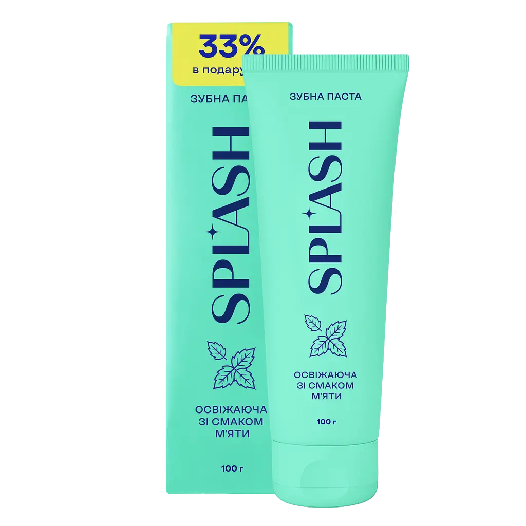 Зубная паста Splash освежающая с отбеливающим эффектом со вкусом мяты (75 + 25 г) - фото 3