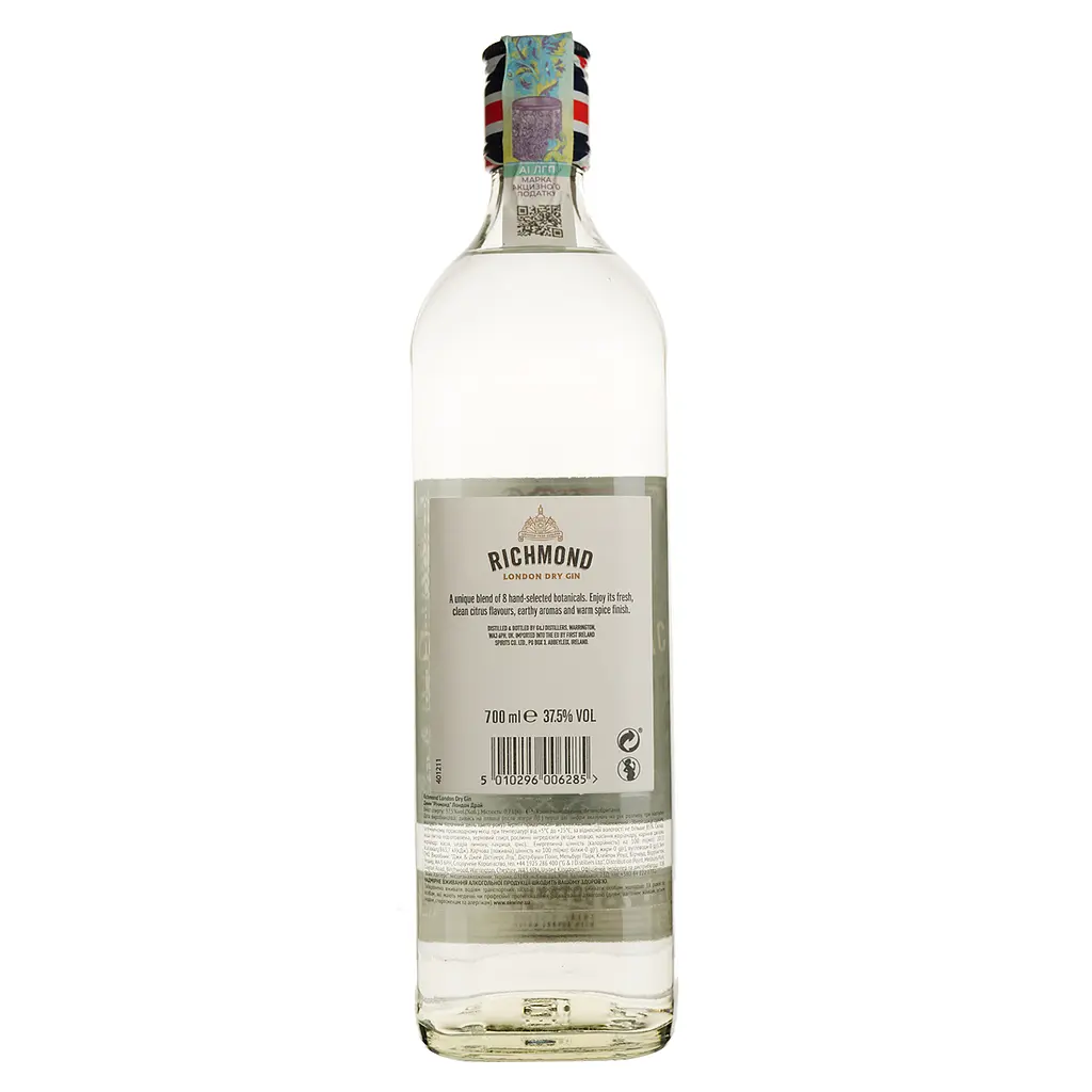 Джин Richmond London Dry Gin, 37,5%, 0,7 л - фото 2