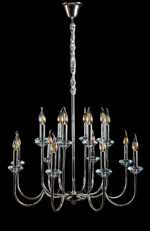 Велика двоярусна люстра зі свічками Splendid Ray L9048/8+8 (silver), хром, 16 ламп E14, діаметр 75 см - фото 2