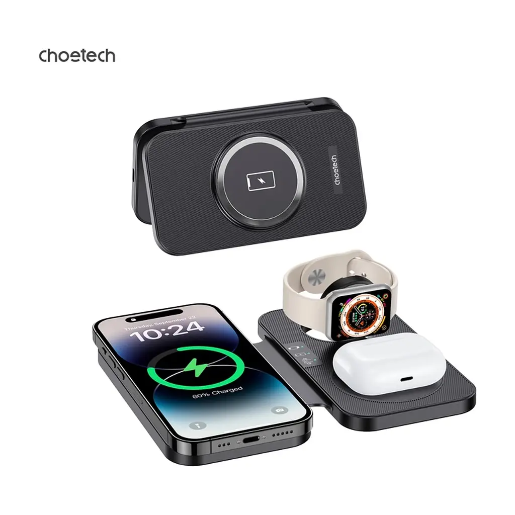 Зарядное устройство для Choetech Wireless magnetic 3-in-1 15W black (T616-F) - фото 2