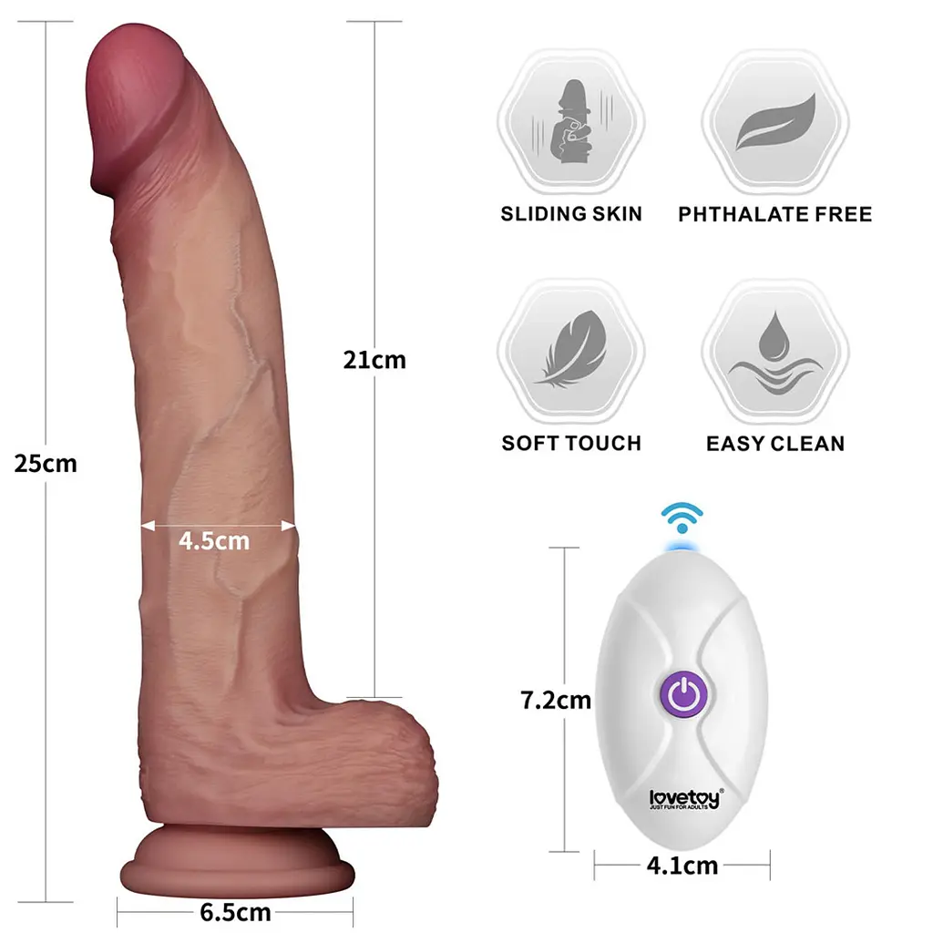 Реалістичний вібратор Vibrating Sliding Skin Pro II тілесний 25см - фото 11