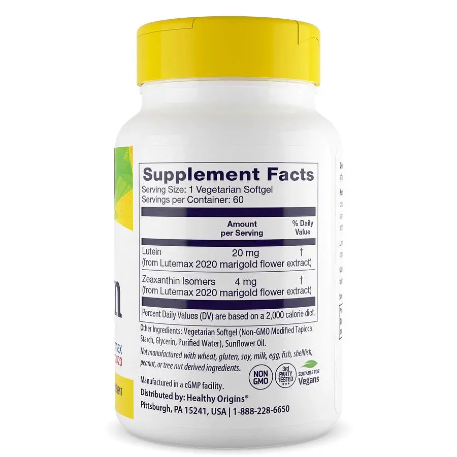 Натуральна добавка Healthy Origins Lutein 20 mg 60 вегакапсул - фото 2