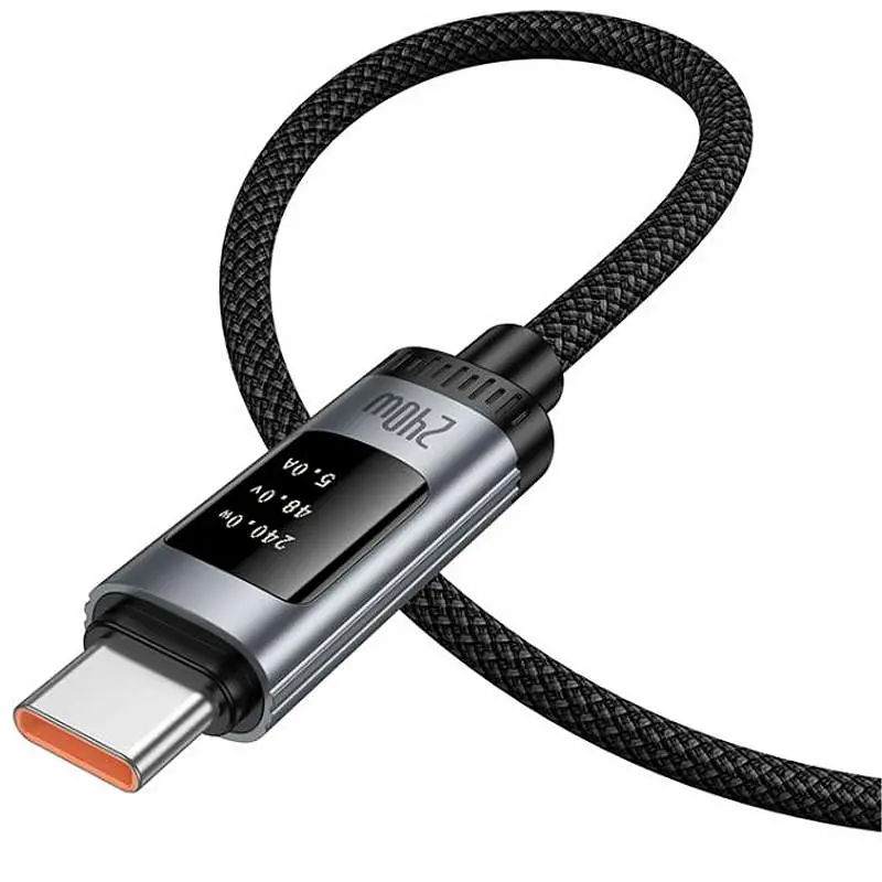 Дата кабель Hoco U148 Lord with display Type-C to Type-C 240W (1.2m) Black - фото 4