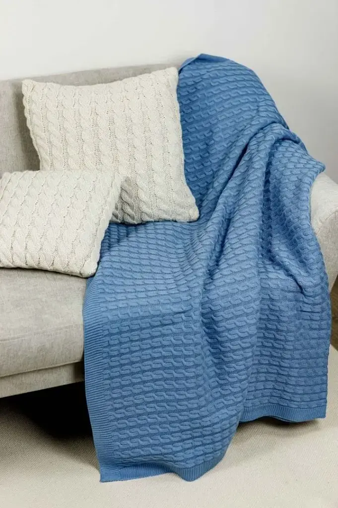 Плед Прованс Sweet home Коси в'язаний 130х170 см волошковий (28462) - фото 3