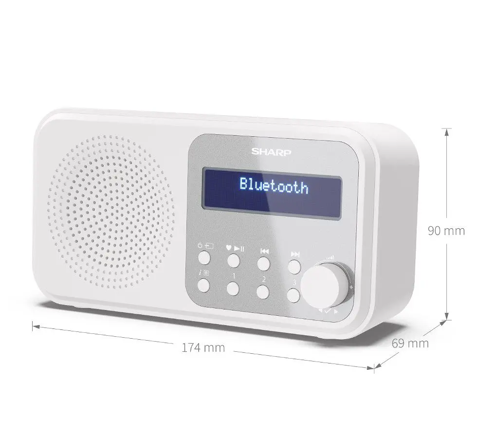 Радіоприймач портативний Sharp DRP420WH DAB+, FM, Bluetooth, батарейки, мережа - фото 7