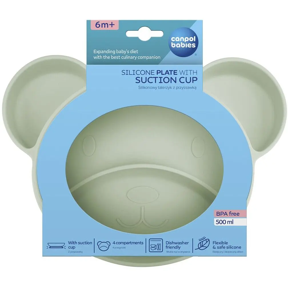 Силіконова тарілка на присосці Canpol Babies Ведмедик (51/401_gre) - фото 4