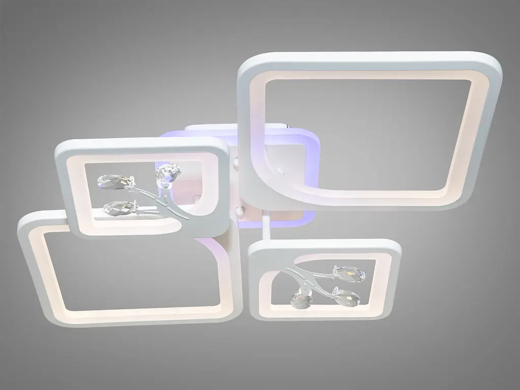 Дизайнерская LED люстра с димером и подсветкой, 100Вт, белая люстра. - фото 3