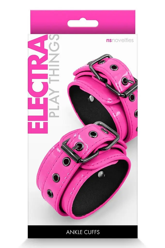 БДСМ-окови наручники манжети для зап’ясть NS Novelties ELECTRA WRIST CUFFS PINK — рожеві, неопренова підкладка - фото 2