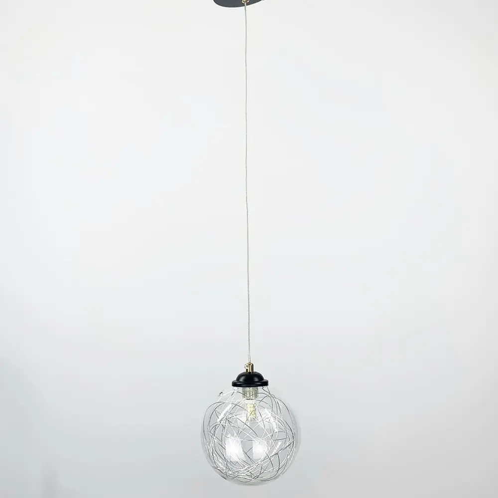 Підвіс Transparent Bubbles з плафоном з металевою хромованою ниткою Line.F 371/1 - фото 2