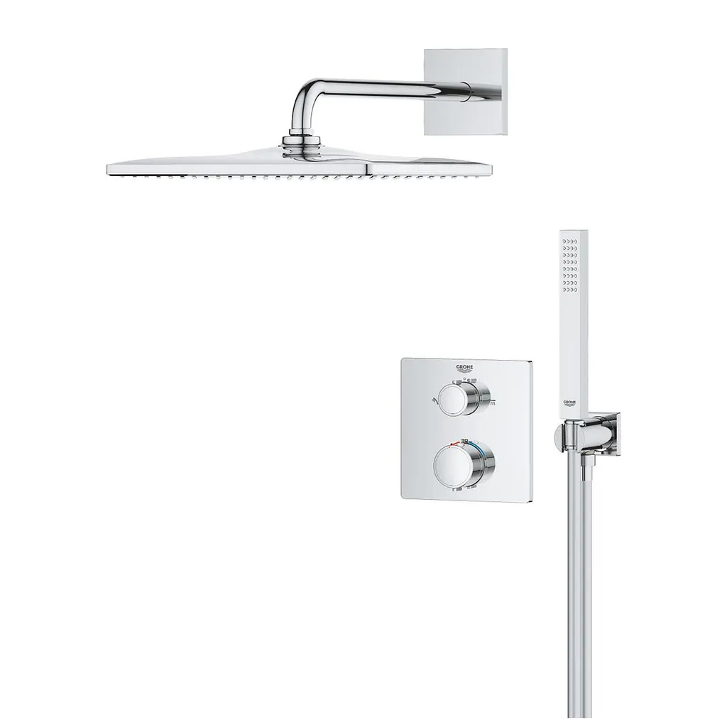 Душова система прихованого монтажу термостатична Grohe QuickFix Precision Grohtherm Cube 34881000, Хром - фото 4