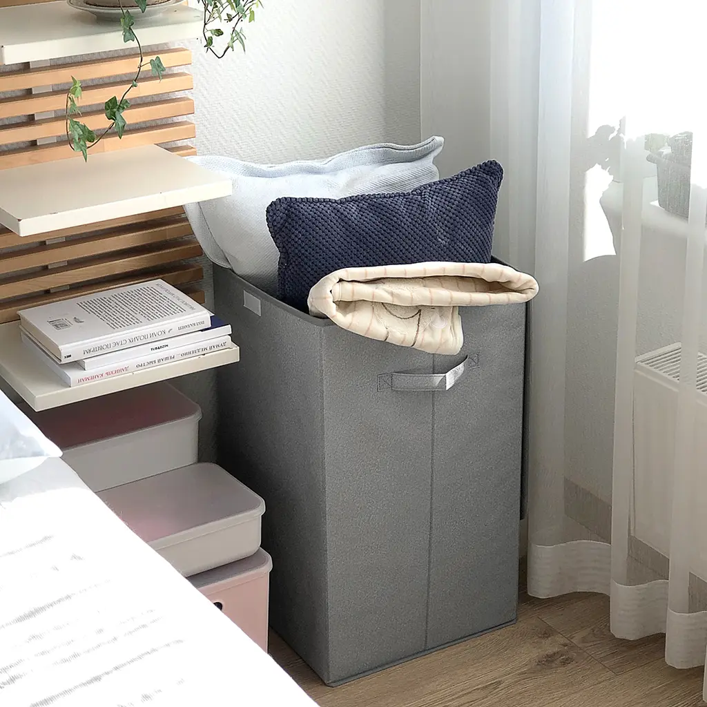 Ящик для зберігання МВМ My Home текстильний з кришкою 340х340х580 мм сірий (TH-02 GRAY) - фото 6