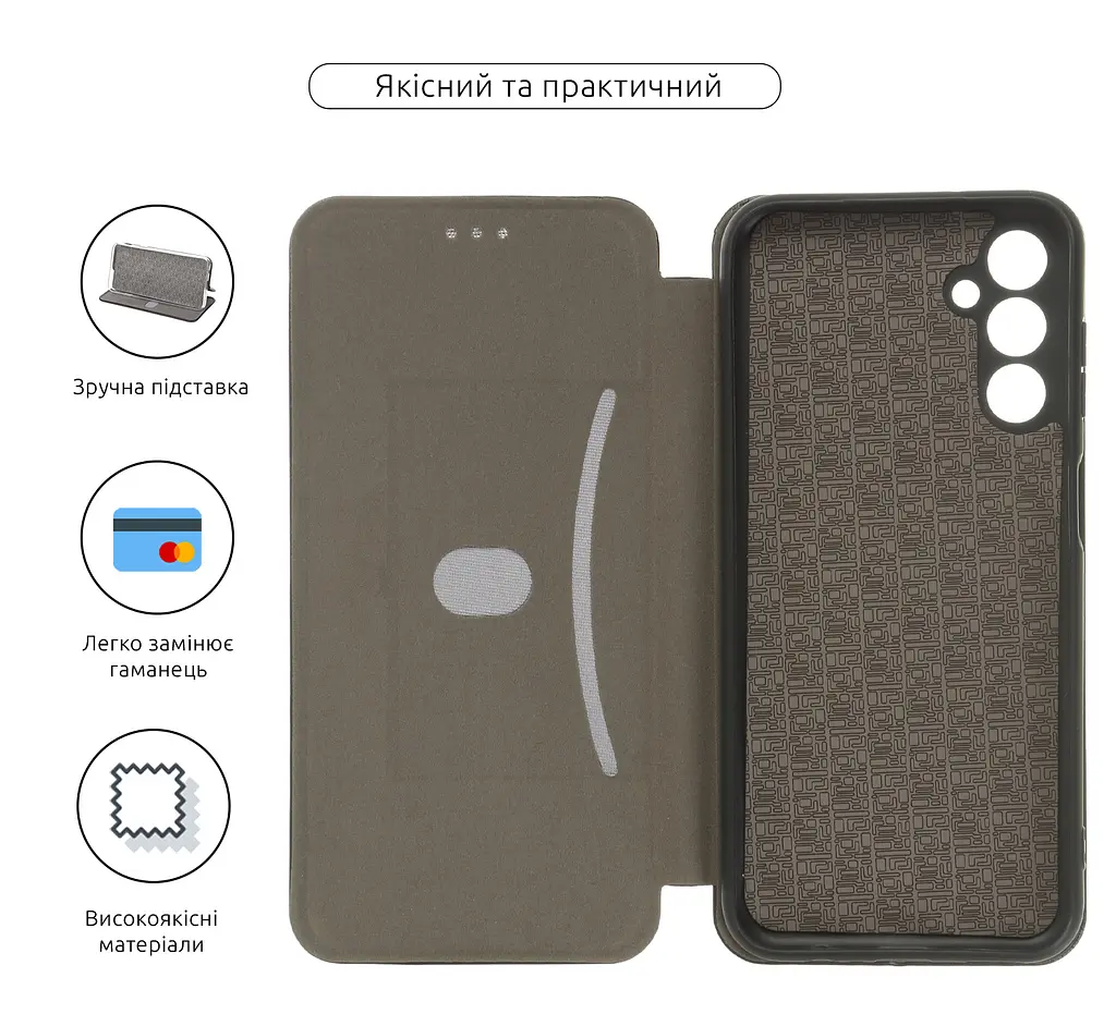 Чехол-книжка для Samsung Galaxy M14 5G (M146), G-Case, черный, кожаный чехол-книга из экокожи (PU) и TPU, с магнитом, с подставкой и вместительным кардхолдером, противоударный, защита всего корпуса, ArmorStandart (ARM66677) - фото 3