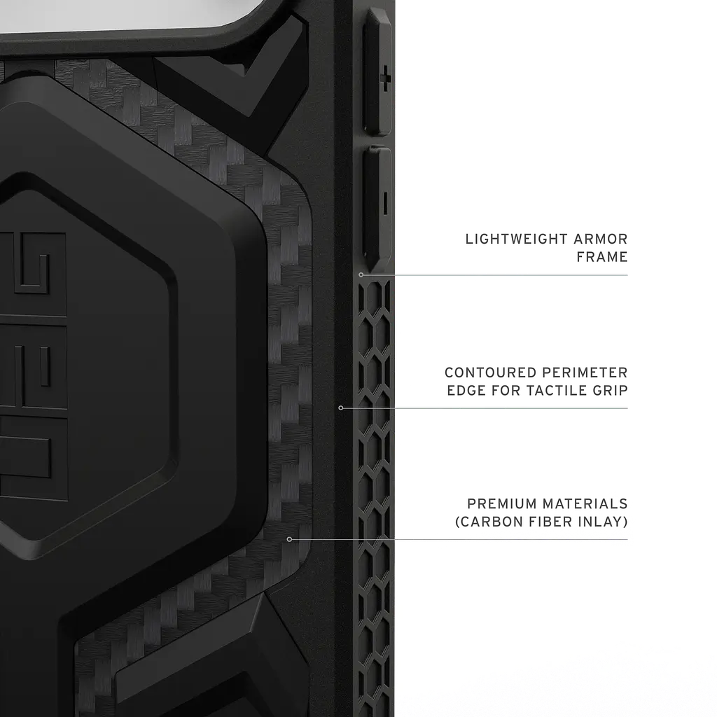 Чохол протиударний UAG Monarch Pro MagSafe для iPhone 17 Pro Max Carbon Fiber Black 114514119042 - фото 9