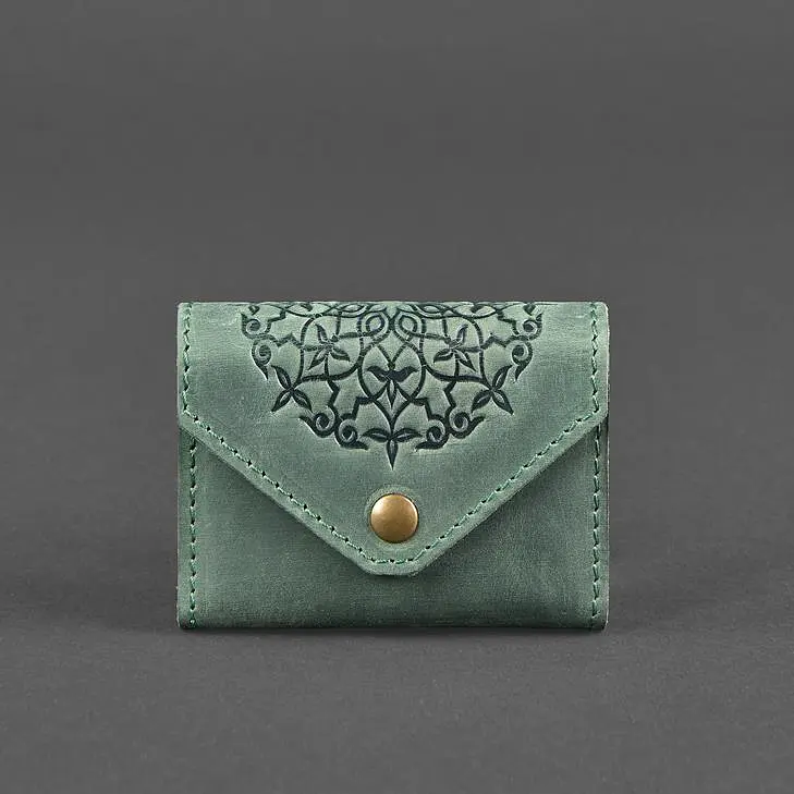 Шкіряний кард-кейс 3.0 зелений з мандалою - фото 6