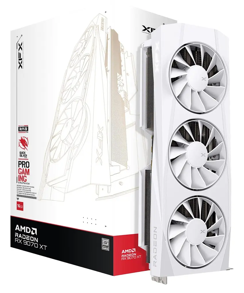 Видеокарта XFX AMD Radeon RX 9070 XT 16GB Quicksilver White Magnetic Air Edition (RX-97TMAQKW9) (GDDR6, 256 bit, PCI-E v5.0 x16) - фото 6