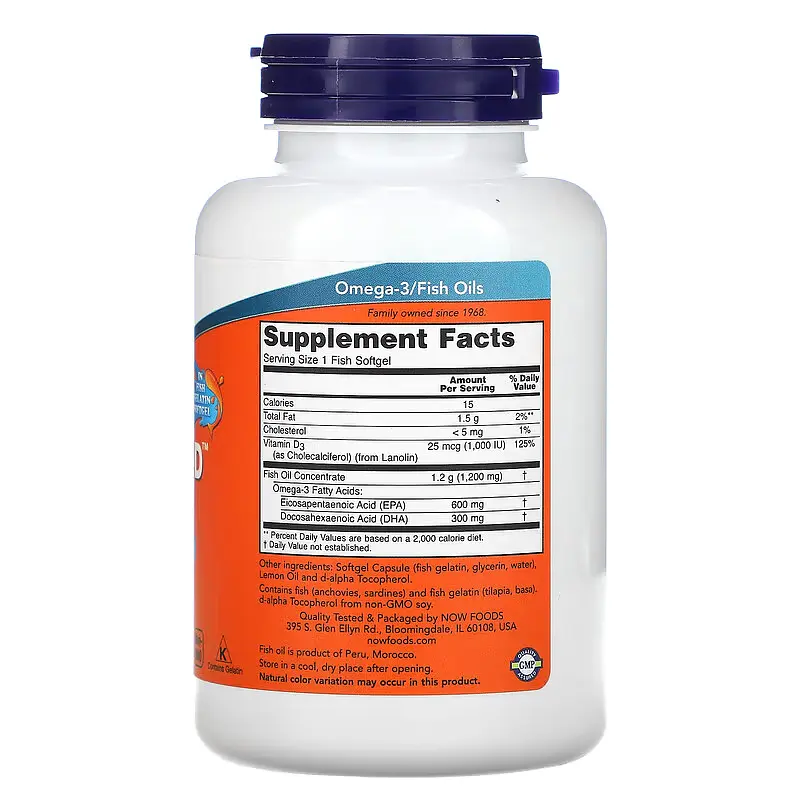 Концентрат Риб'ячого Жиру Ультра Омега 3 з Вітаміном Д-3 Ultra Omega 3-D - 90 фіш софтгель Now Foods - фото 2