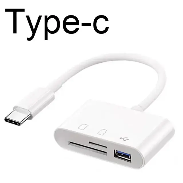 Адаптер Type C кардридер USB TF SD (белый)  - фото 3