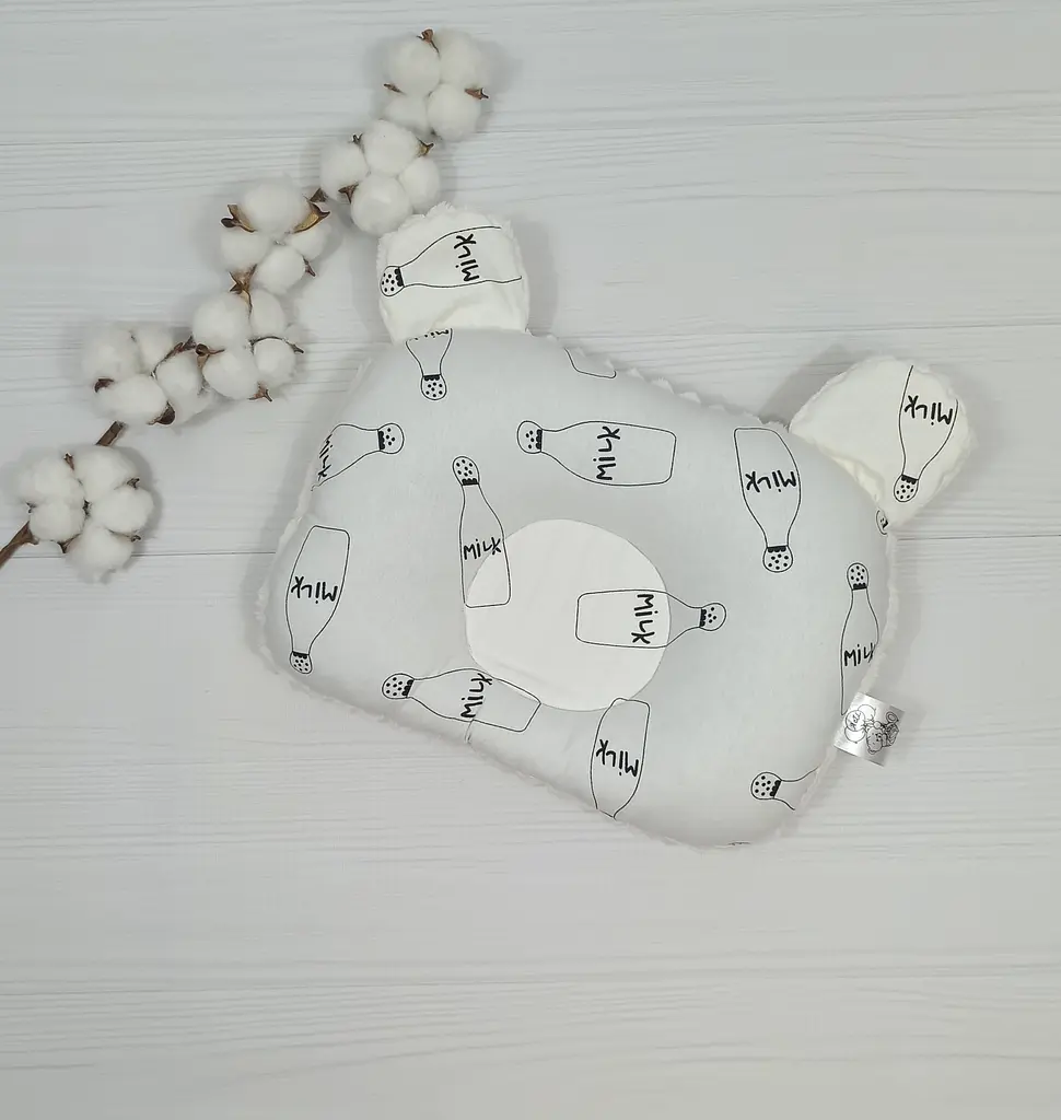 Дитяча ортопедична подушка 24×32 для новонароджених a.l.babybox Мілк Молочний