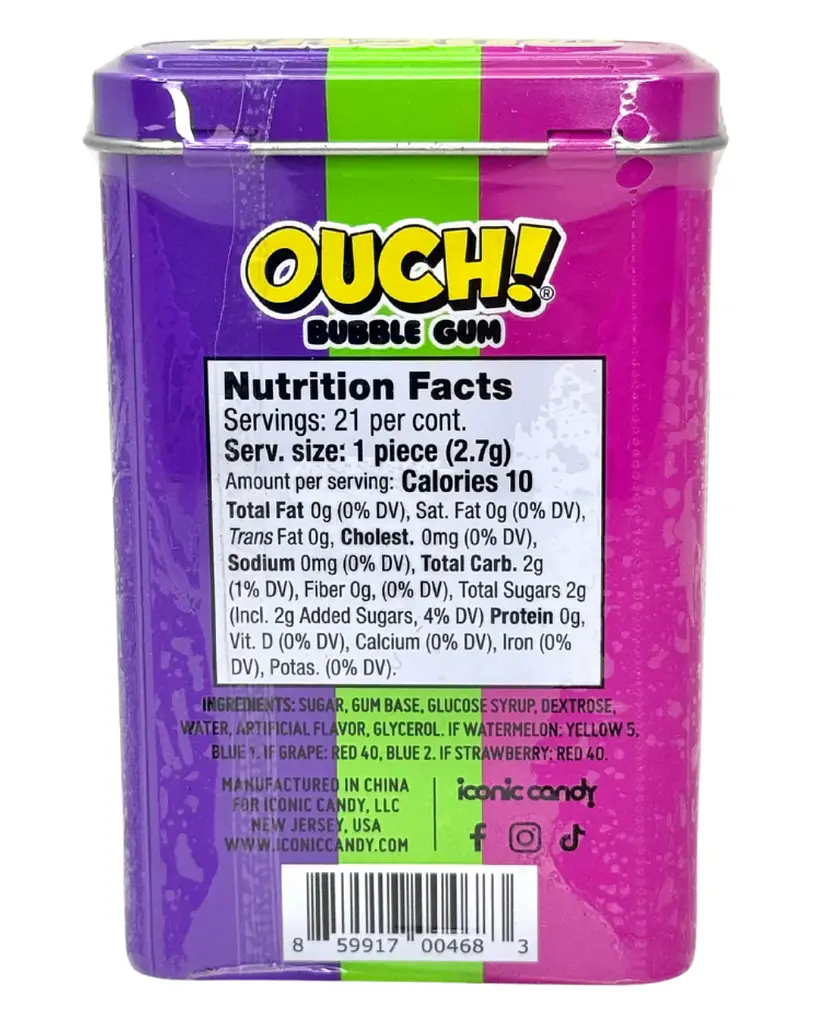 Жувальна гумка Ouch! Bubble Gum Assorted Flavour 21шт, 56.7г - фото 3