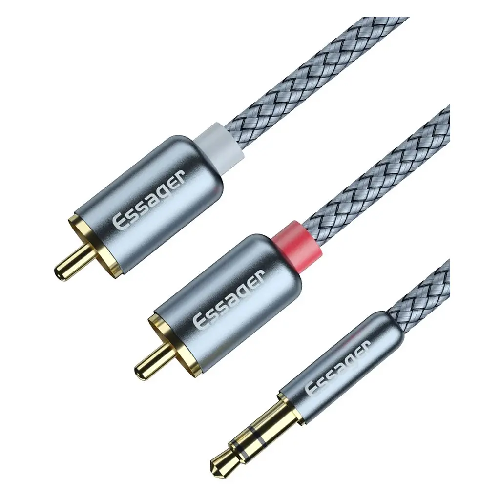 Кабель мультимедійний Essager 3.5 mm M - 2xRCA M чорний 3 м (EYPZJ-MYC0G) - фото 4