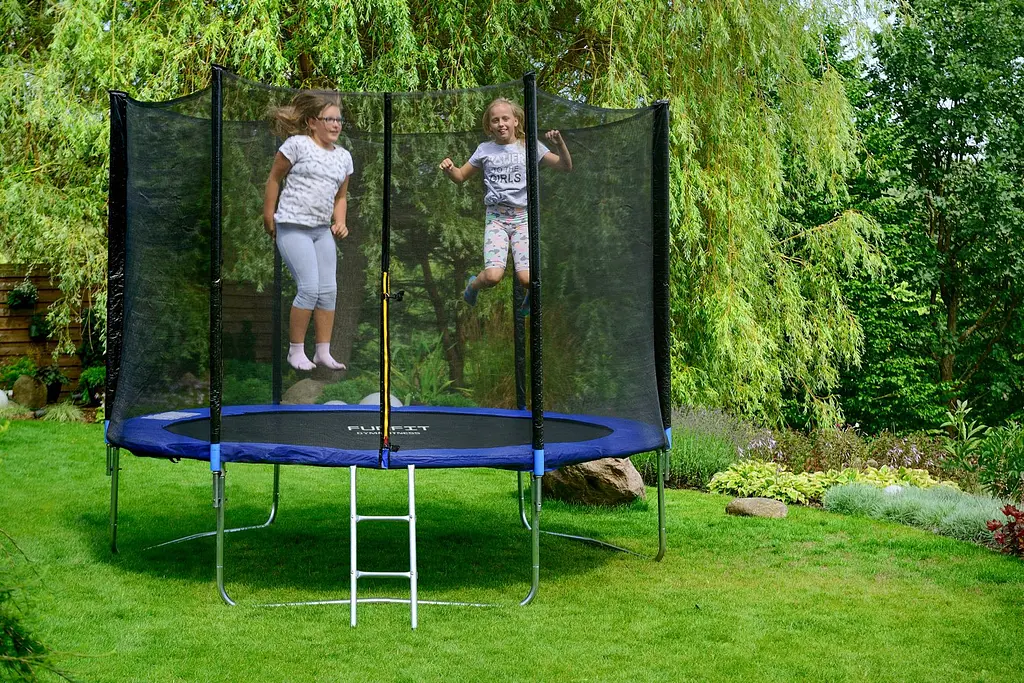 Батут Funfit із сіткою та драбиною 312 см синій (846) - фото 12