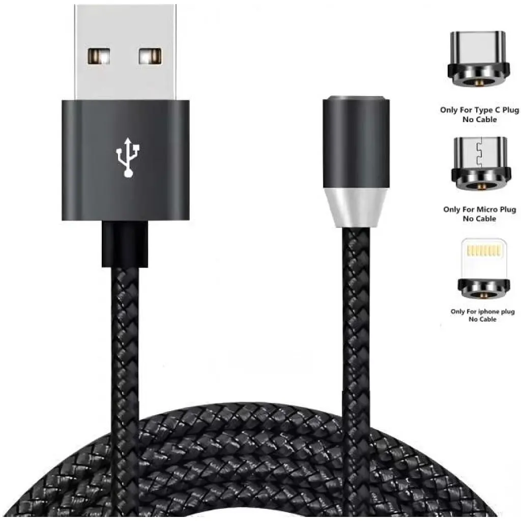 Дата кабель USB 2.0 AM to Lightning + Micro 5P + Type-C 1.2m Magneto bla XoKo (SC-350MGNT-BK) - фото 2