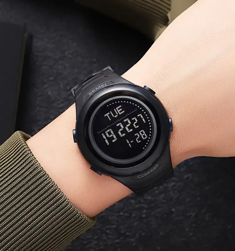 Годинник чоловічий наручний спортивний Skmei 2166 Compass з компасом і крокоміром (Чорний) - фото 8