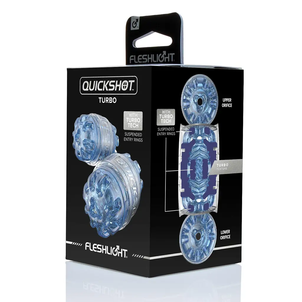 Мастурбатор Fleshlight Quickshot Turbo Blue Ice, компактний, чудово для пар і мінету - фото 6