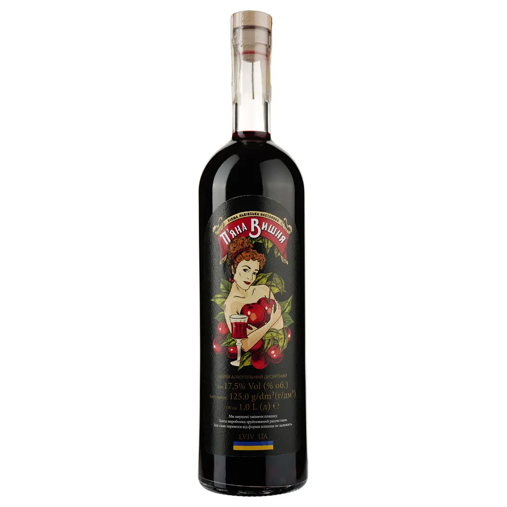 Упаковка настоянки П'яна Вишня десертна 17.5% 9 л (1 л х 9 шт.) - фото 2