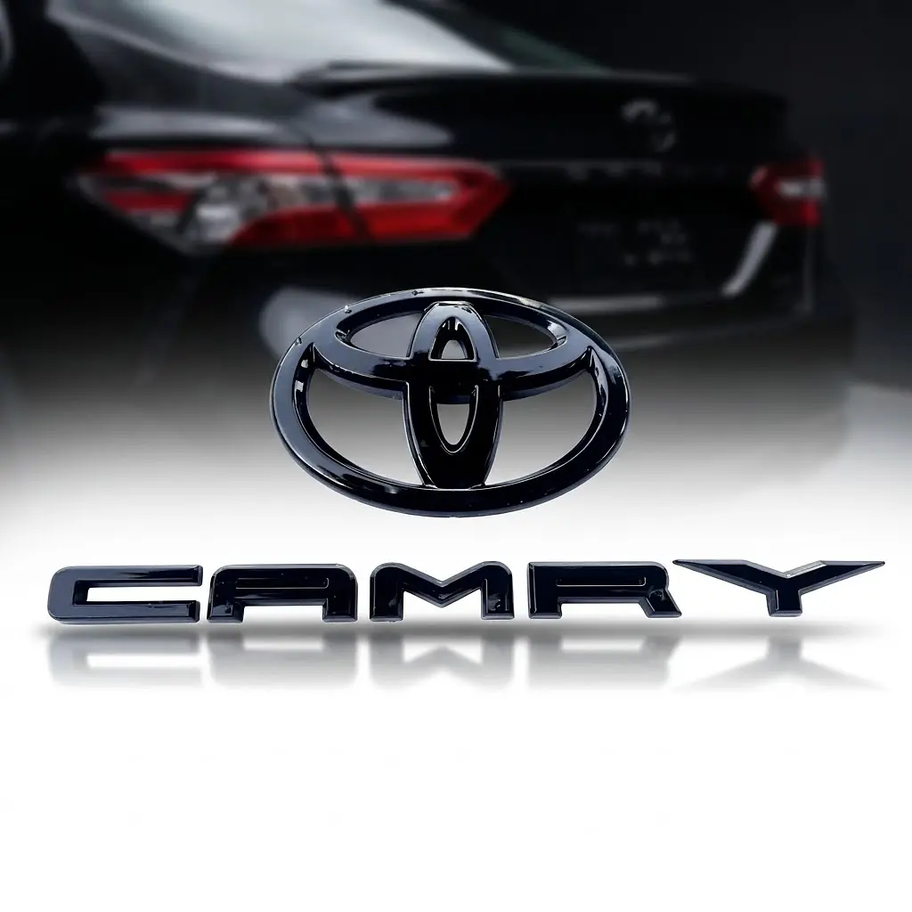 Емблема задня + напис Toyota Camry глянсова Чорна Пластик На скотчі (OEM: PT948-03191-02) - фото 2