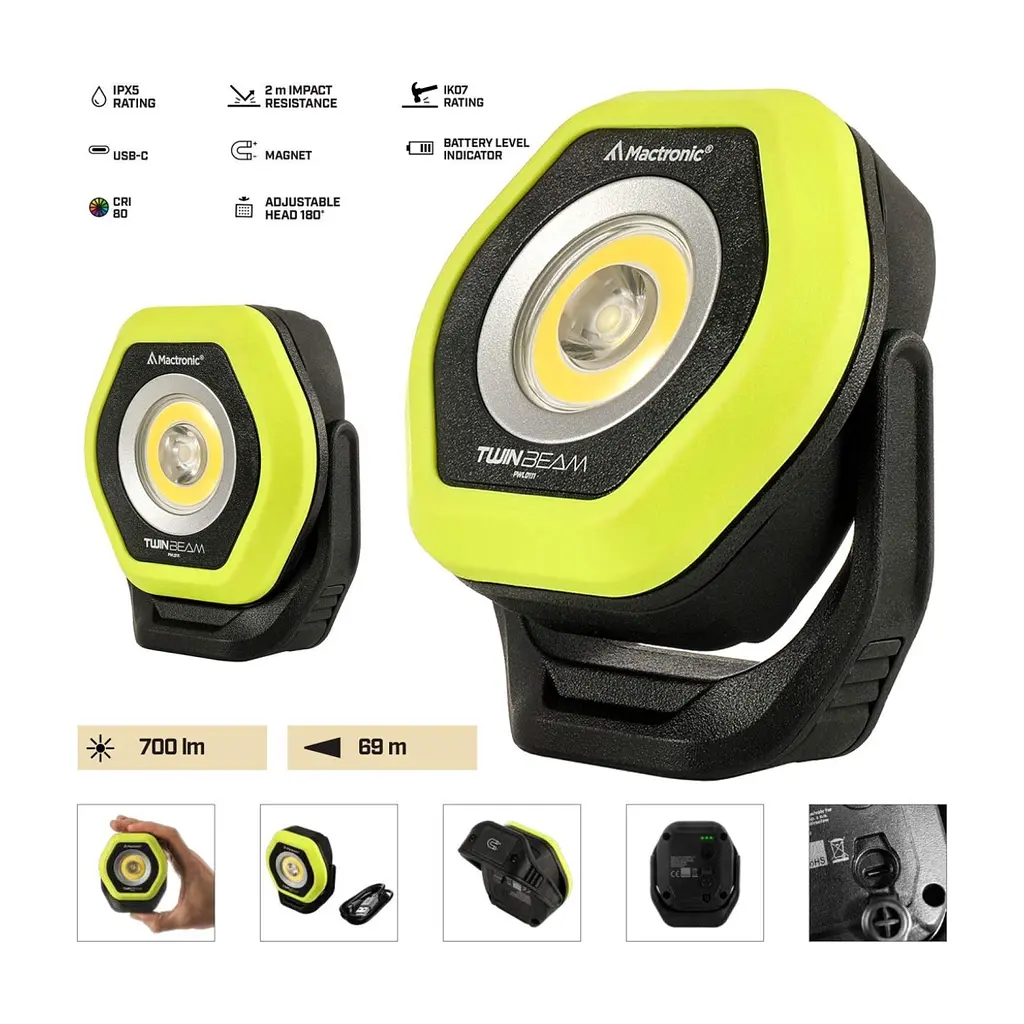 Ліхтар Mactronic професійний Twin Beam (700 Lm) 80 CRI Magnetic Recharg Type-C (PWL0111) (DAS303956) - фото 3