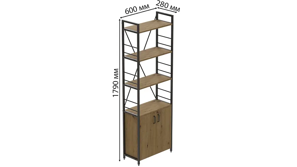 Етажерка 4/60 Ferrum-decor Серії Конект з тумбою 179x60x28 Чорний ДСП Артизан (FRD-104489) - фото 3