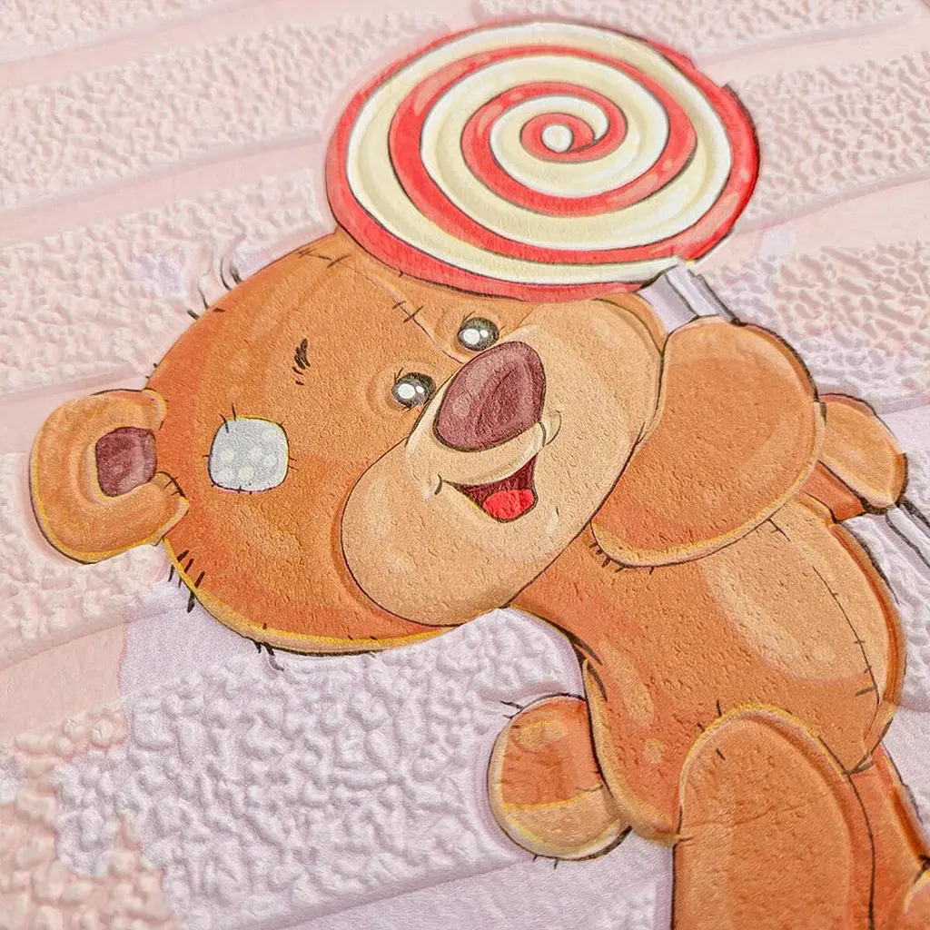 Панель Sticker Wall стінова 3D 700 x 700 x 4mm ведмедики на рожевому фоні D SW-00001974 - фото 6