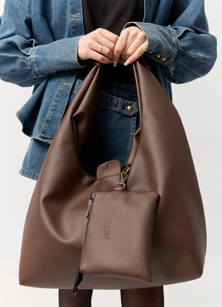 Жіноча сумка Sambag HOBO L шоколадна 34 х 37 х 16 см (53300020) - фото 8