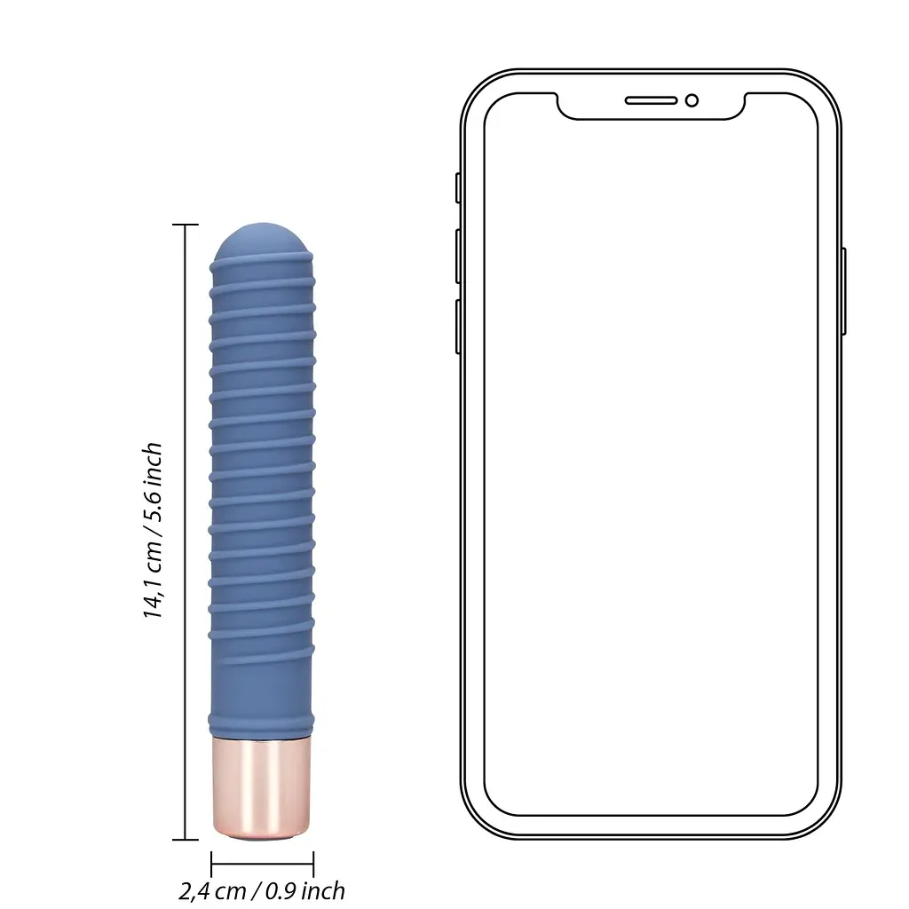 Вібратор Loveline Ribbed Mini 14.1 см синій - фото 6