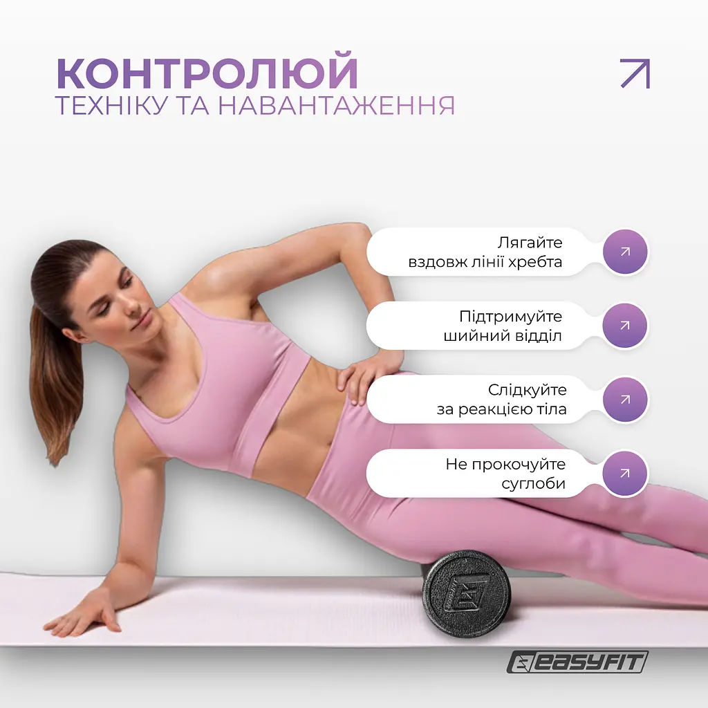 Масажний ролик EasyFit PolyFoam Roller EPP 90 см - фото 7
