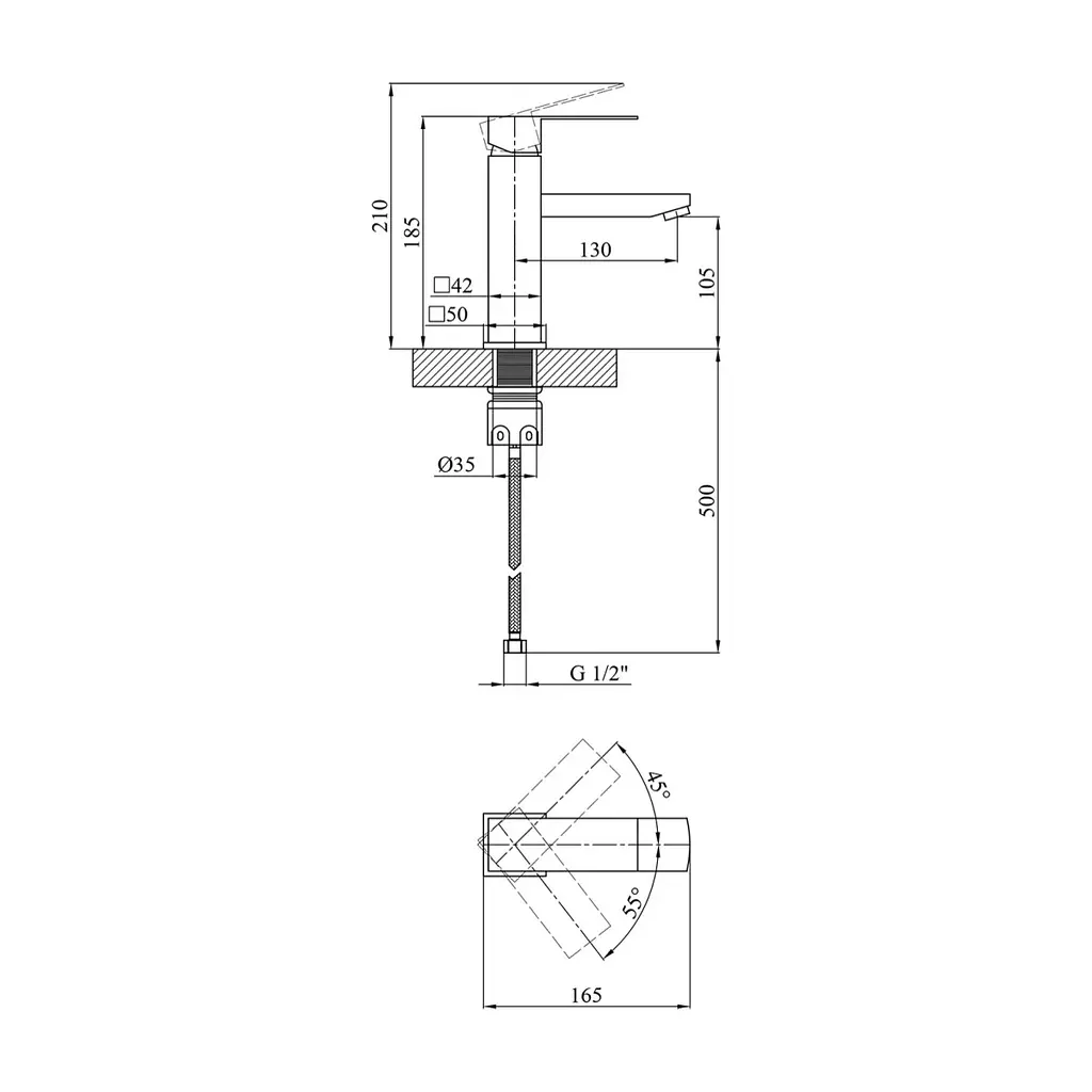 Душовий гарнітур Kroner Edelstahl Kubus-SCH082 + змішувач Edelstahl Kubus-SCH010 + змішувач Edelstahl Kubus-SCH052 (CVS30183) - фото 2