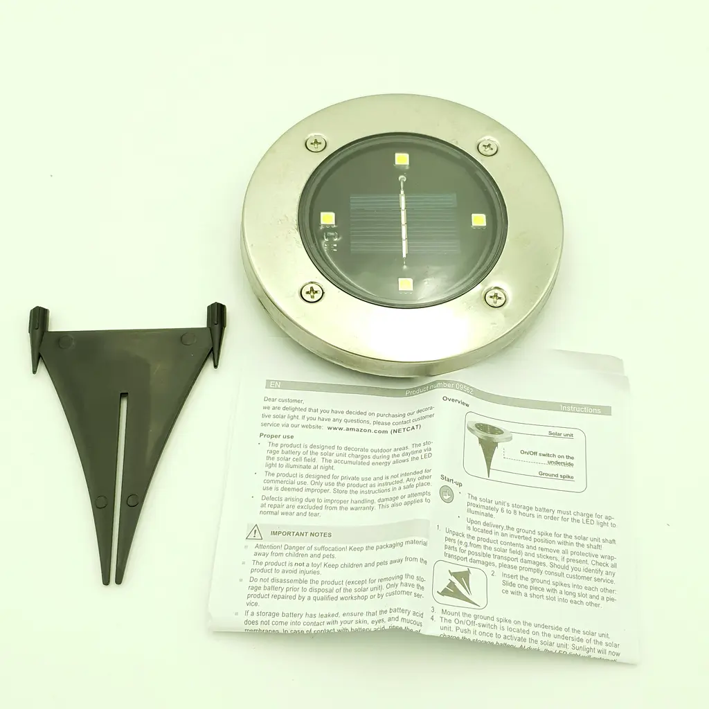 Світильник на сонячній батареї DISK Lights підсвічування для саду 4 Led сталевий - фото 12