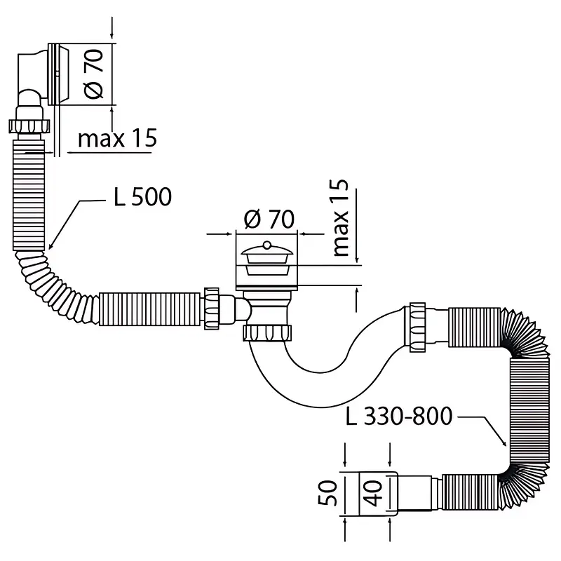 Сифон для ванны Mixxus SV-01-A прямоточный с выпуском и переливом 1 1/2″ MI8201 - фото 2