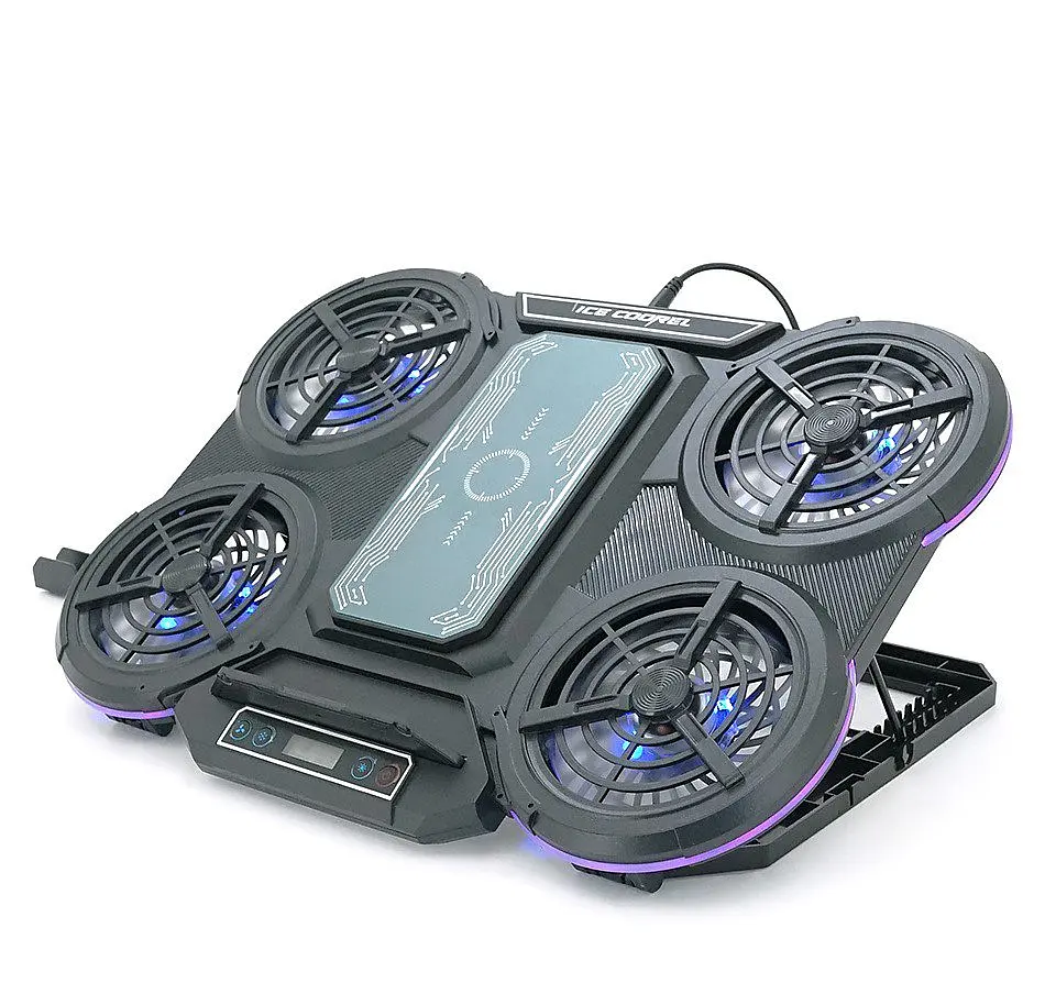 Охолоджувальна підставка для ноутбука 17 дюймів Ice Coorel Q-5 4xfans+Aluminum plate RGB LCD - фото 3