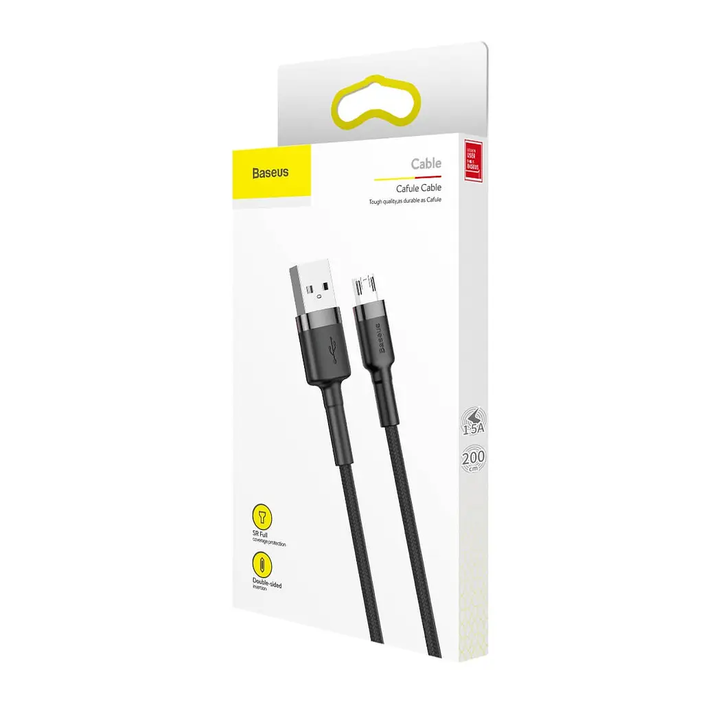 Кабель Baseus Baseus Cafule Cable USB to MicroUSB 2m Grey/Black (CAMKLF-CG1) [73381] - фото 5