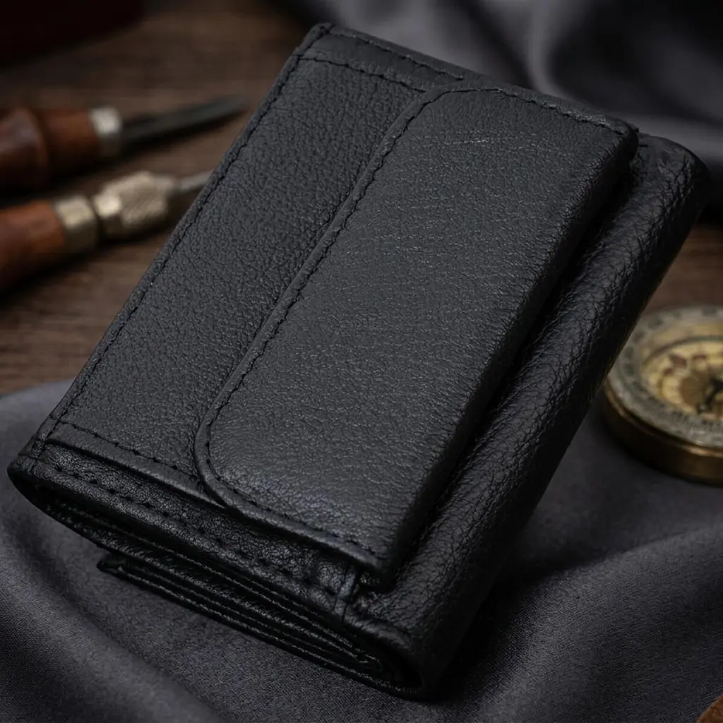 Невелике жіноче портмоне з монетницею з натуральної шкіри ST Leather 22730 чорне - фото 4