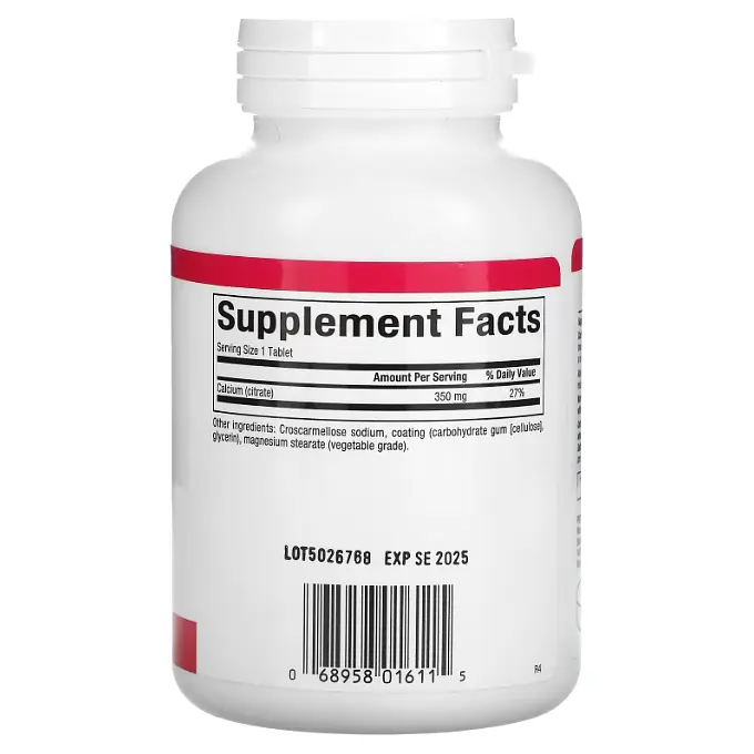 Кальцій Calcium Citrate 350 mg 90 Tablets Natural Factors vit0005784 - фото 2