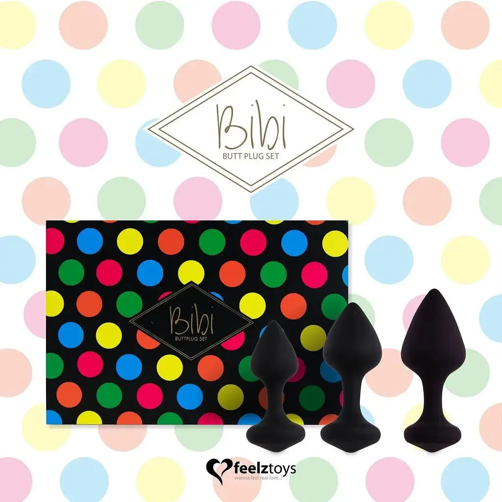 Набор силиконовых анальных пробок FeelzToys Bibi Butt Plug Set 3 шт. Black - фото 4