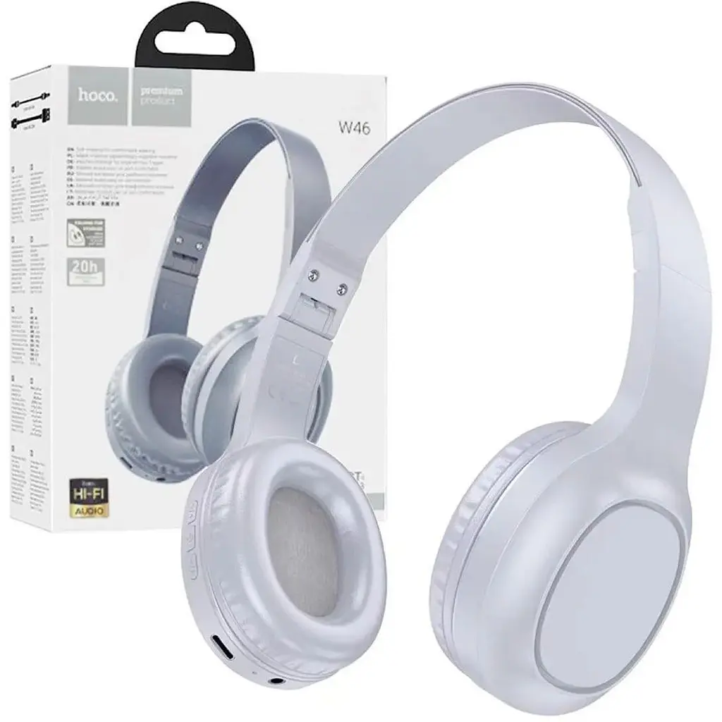 Наушники беспроводные накладные Bluetooth Hoco W46 Light blue gray - фото 4