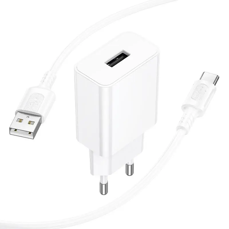 СЗУ Borofone BA110A Lemi 7.5W (1USB-A) + кабель USB to Type-C White - фото 4